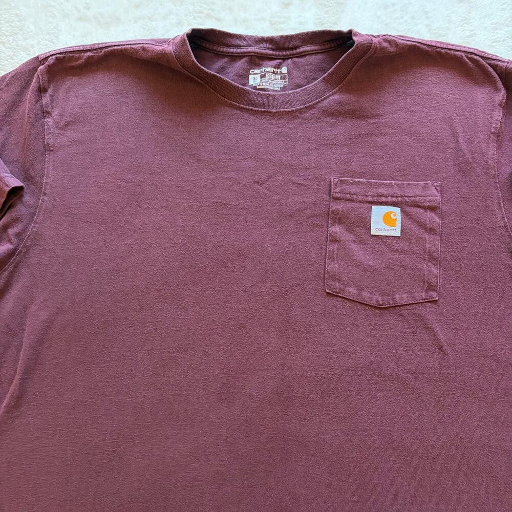 Carhartt Men’s XL Tall Loose Fit Pocket T Shirt Burgundy Maroon Workwear